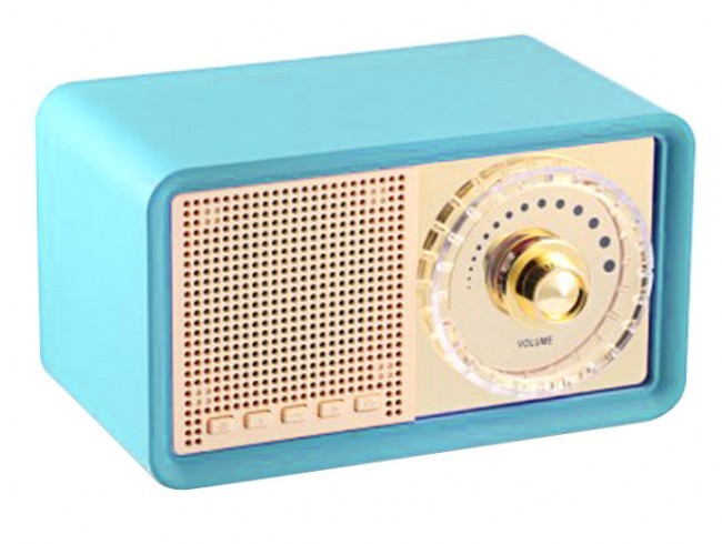 MY100BT Retro Classic Bluetooth Hands-free Mini Small Speaker ft. Microphone LED Radio (Blue)