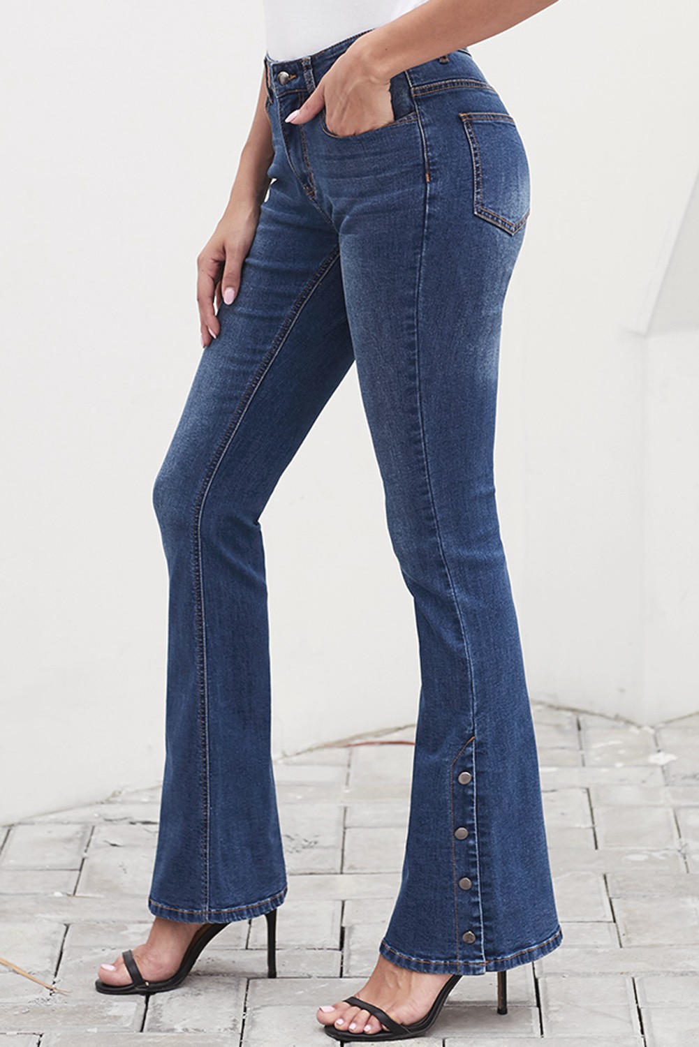 Blue Anchor Point Bell Bottom Jeans