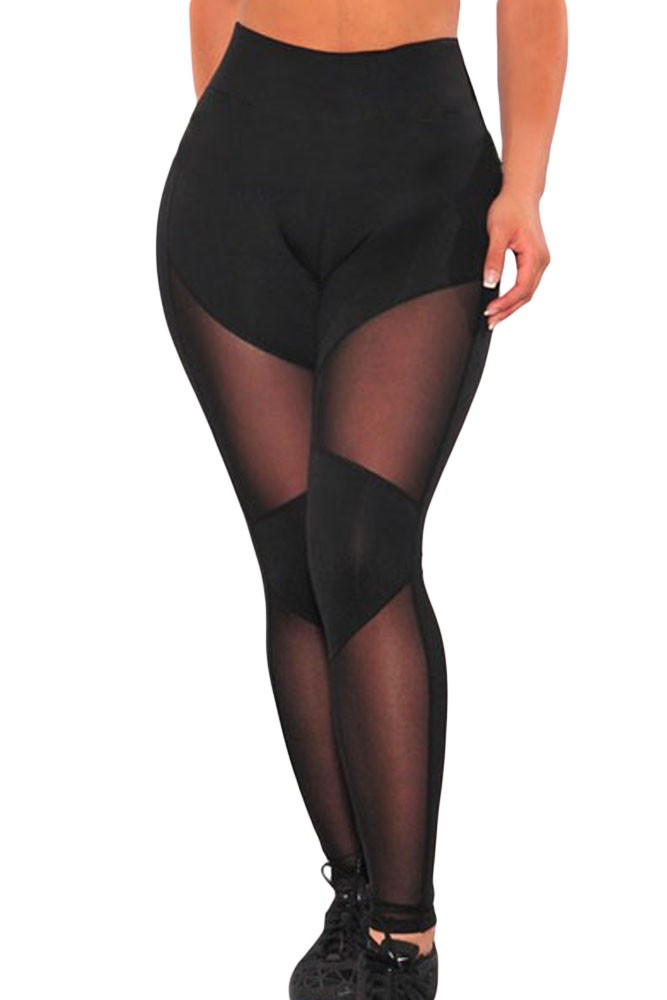 Black Sheer Mesh Gym Leggings