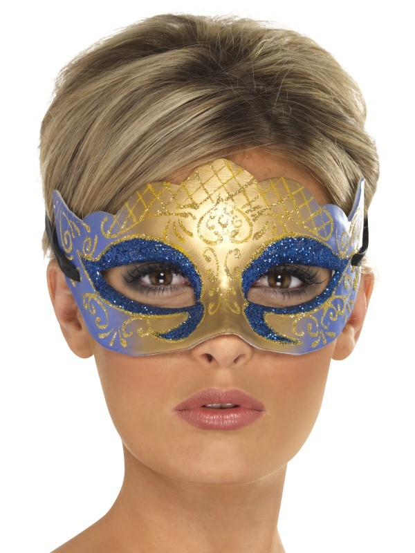 Venetian Colombina Eyemask with Multicolour Plume