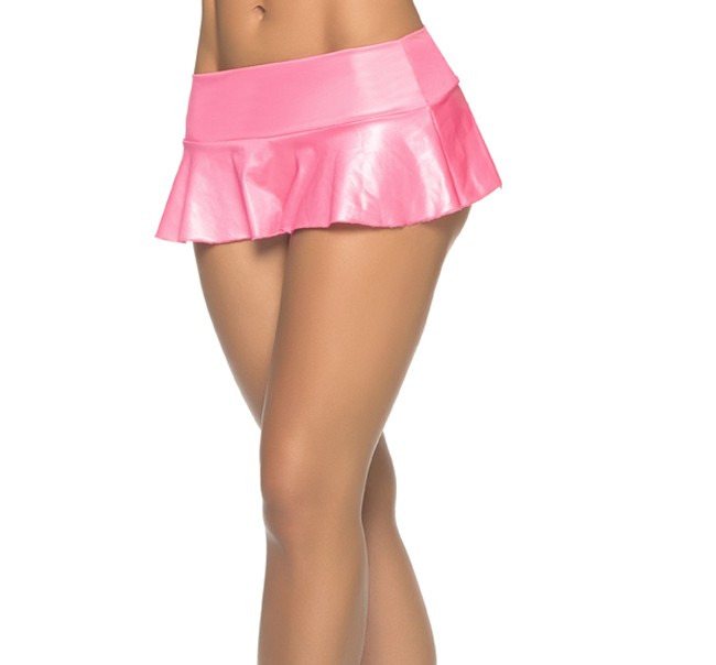 AIS Mapale Wet Look Pink Ruffle Skirt 5032