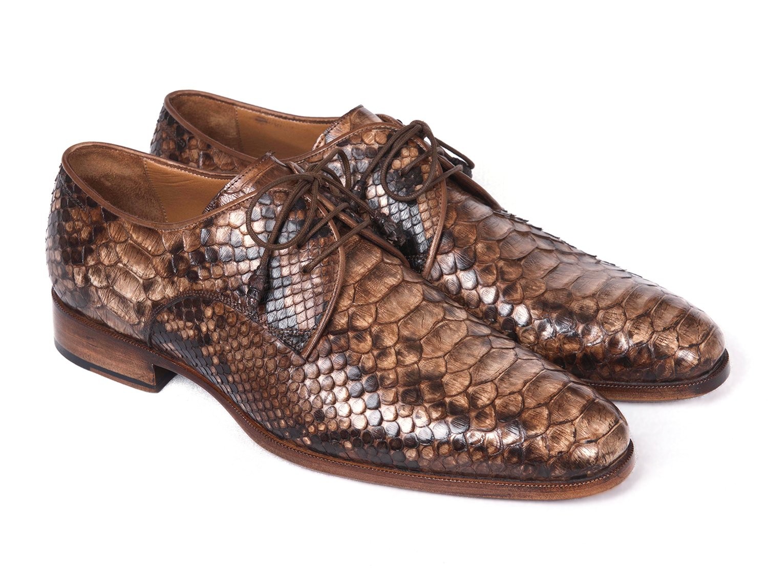 Paul Parkman Brown Genuine Python Derby Shoes (ID#0787BRW)