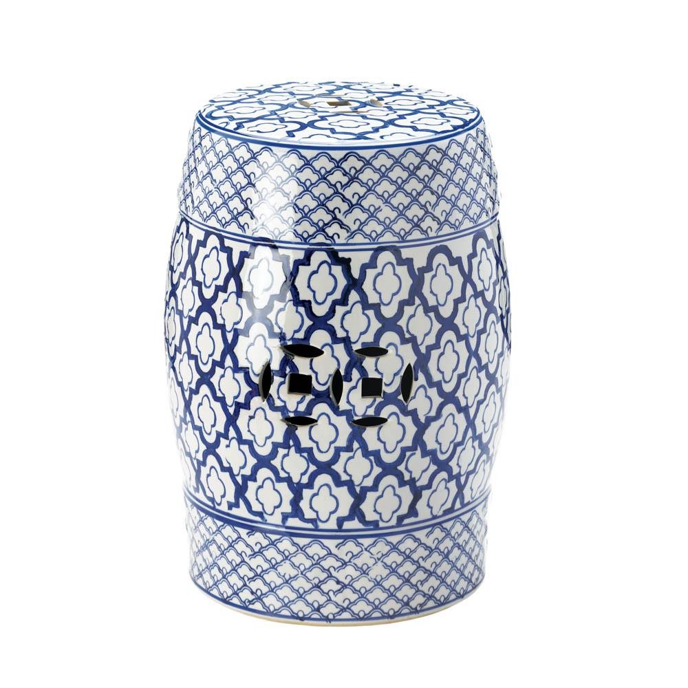 Blue and White Ceramic Stool