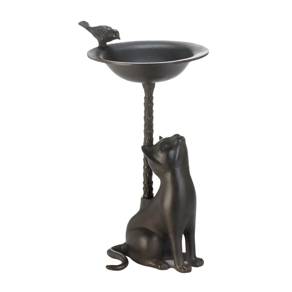 Brown Cat Bird Bath