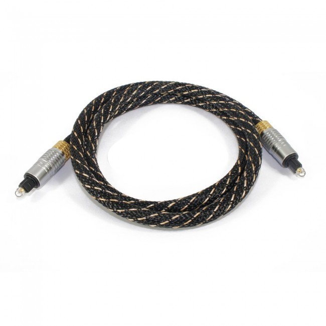 Toslink Gold Plated Strong Braided Jacket Digital Optical Audio Cable with Metal Connectors 1M