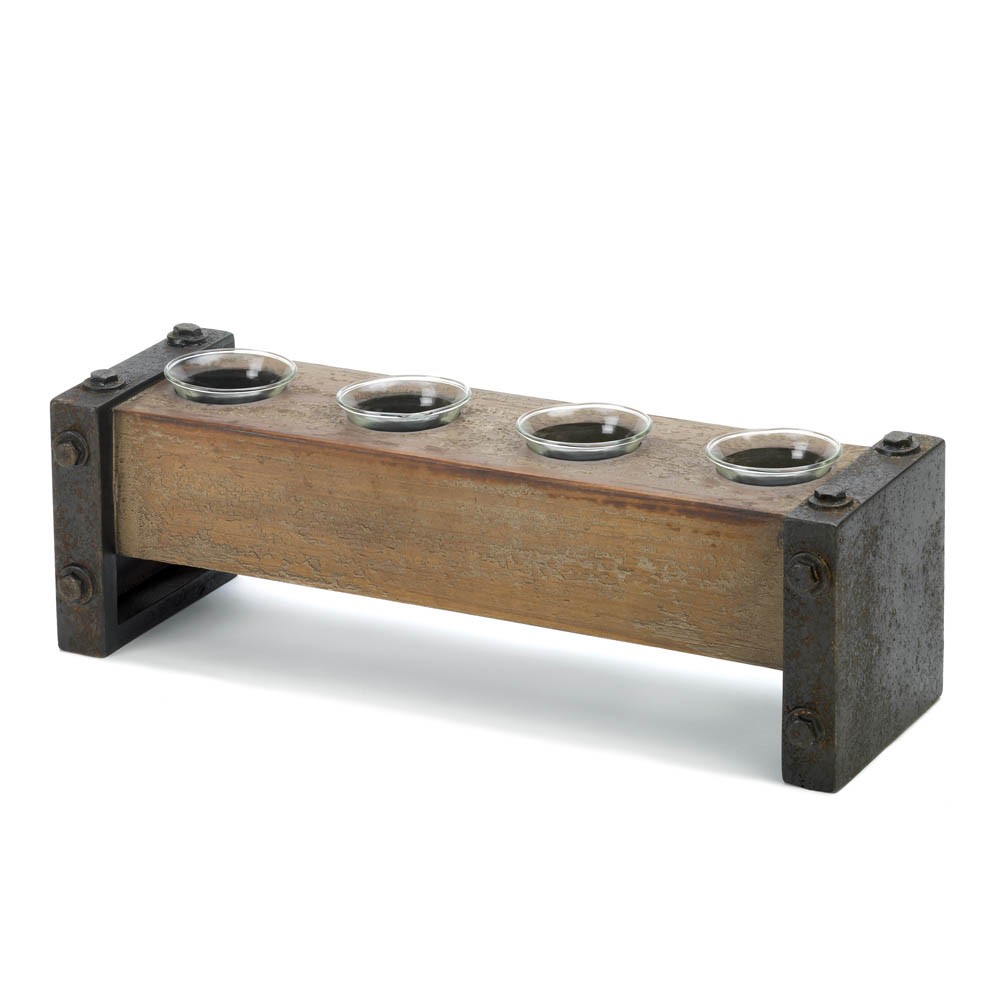 Industrial Wooden Candle Holder