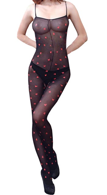 AIS O/S Black Heart Print Bodysuit NT10034