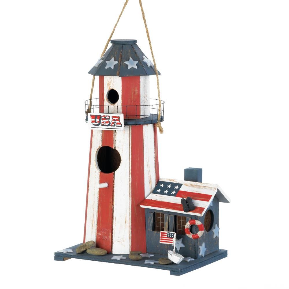 Patriotic Lighthouse Birdhouse