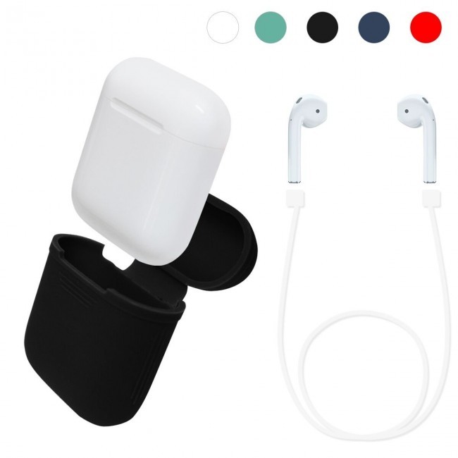Silicone Protective Cover for Apple Airpods Charging Case (Navy blue)