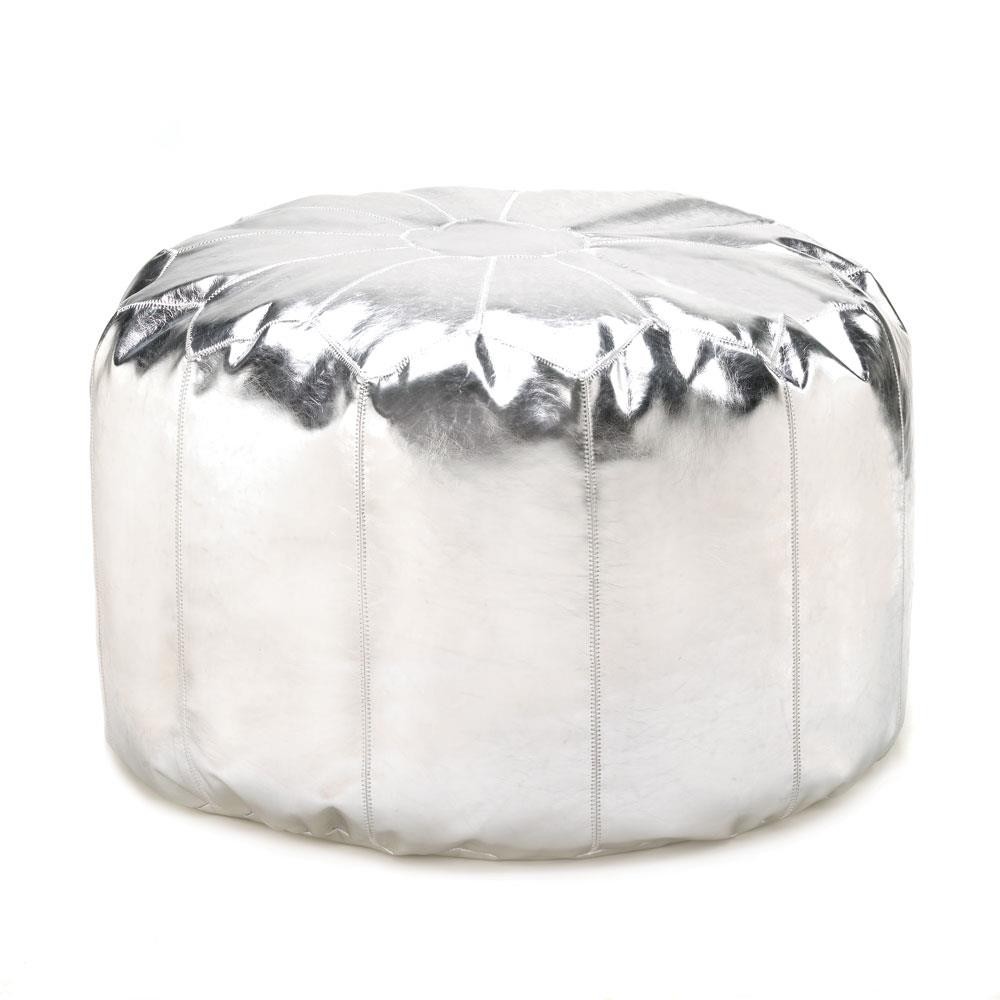 Silver Pouf Ottoman