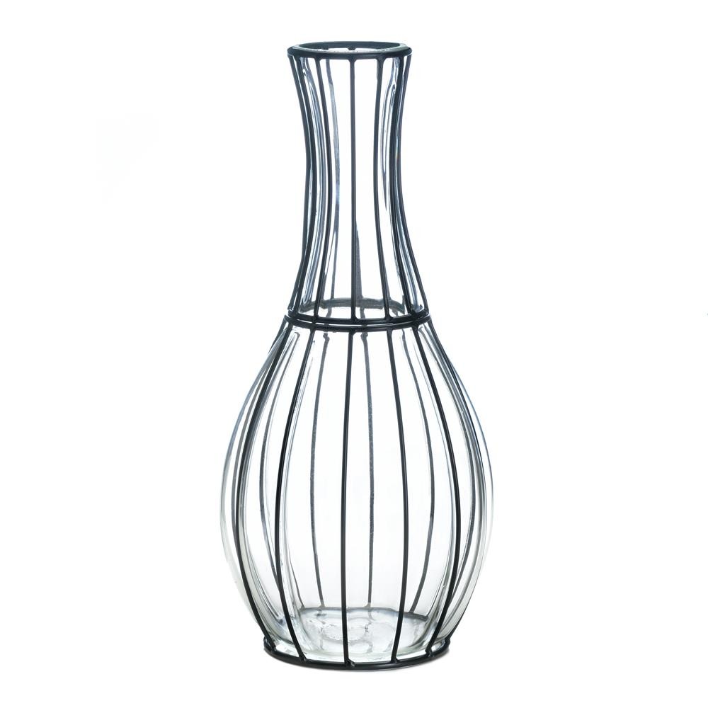 Tall Glass Metal Vase