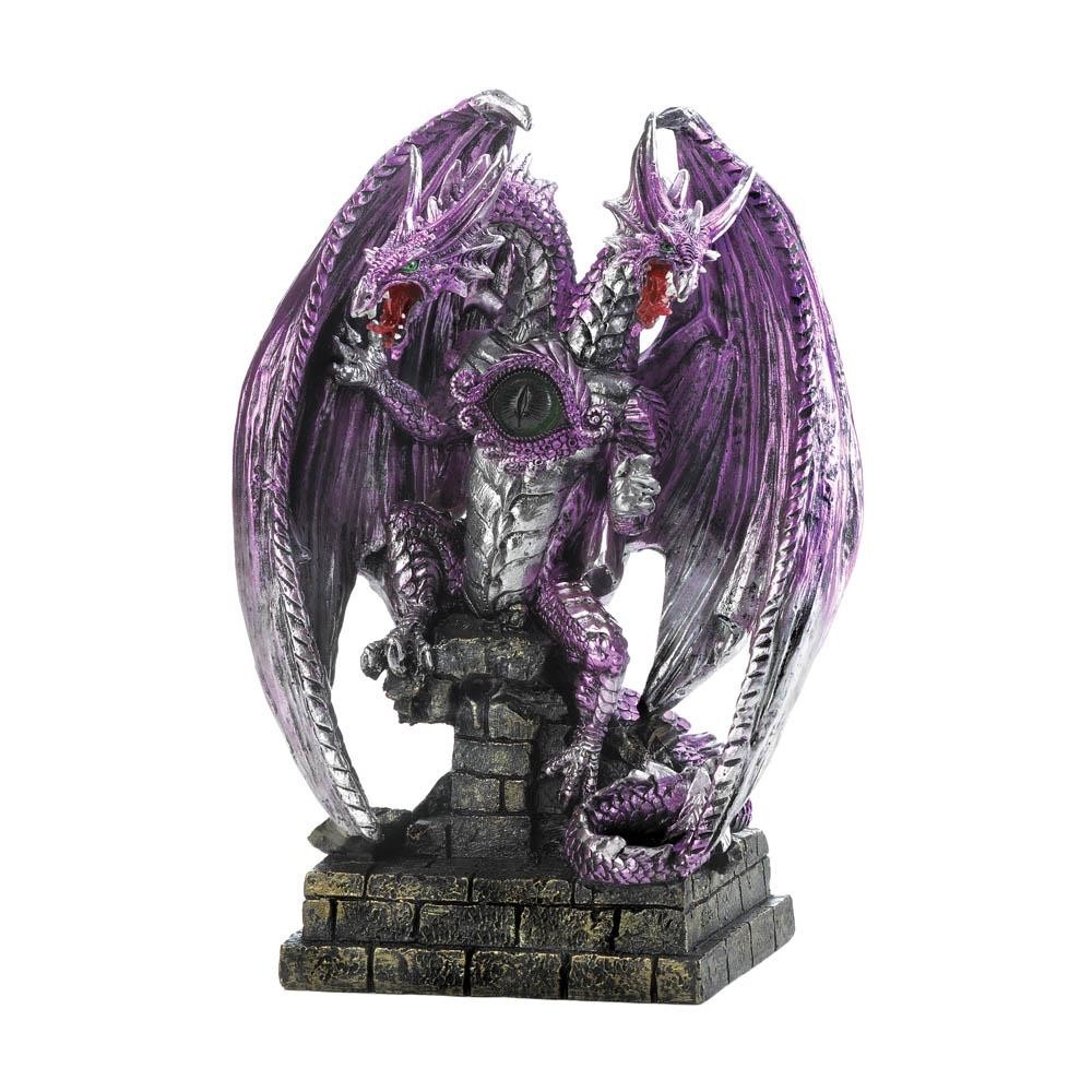 Two-Headed Purple Dragon Statue