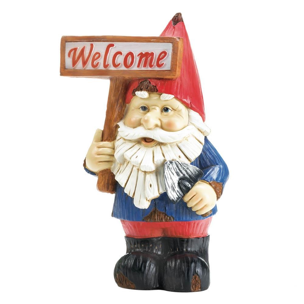 Welcome Gnome Solar Statue