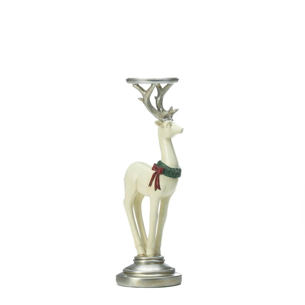 White Reindeer Candle Holder (L)