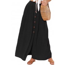 Black Buttoned Maxi Skirt
