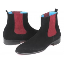 Paul Parkman Black Suede Chelsea Boots (ID#SD841BLK)