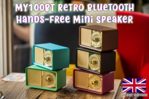 MY100BT Retro Classic Bluetooth Hands-free Mini Small Speaker ft. Microphone LED Radio (Black)